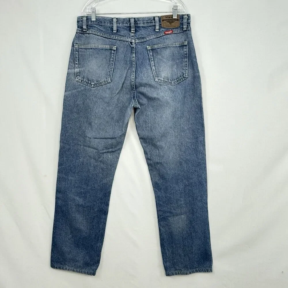 Wrangler Premium Quality Jeans Men 36x34 Blue Denim Straight Leg Cotton Regular